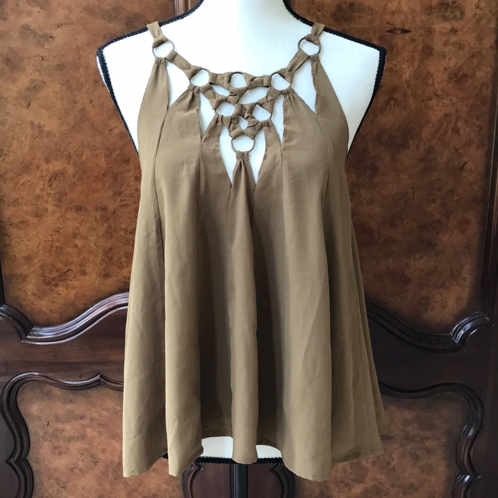 Free People Sleeveless Tunic with Decorative Ring Cut Out Design in Front & Back